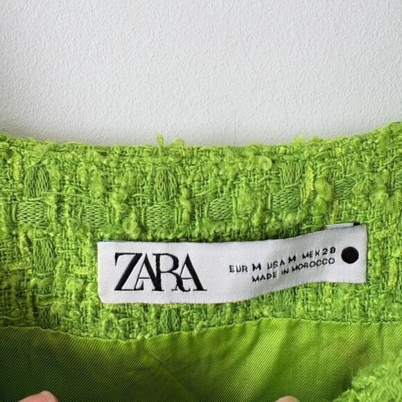 Zara Textured Weave Short Dress Bloggers Fav Green Size Medium - Picture 9 of 10